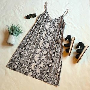 Express Snake Skin Print Midi Slip Dress | Size Large